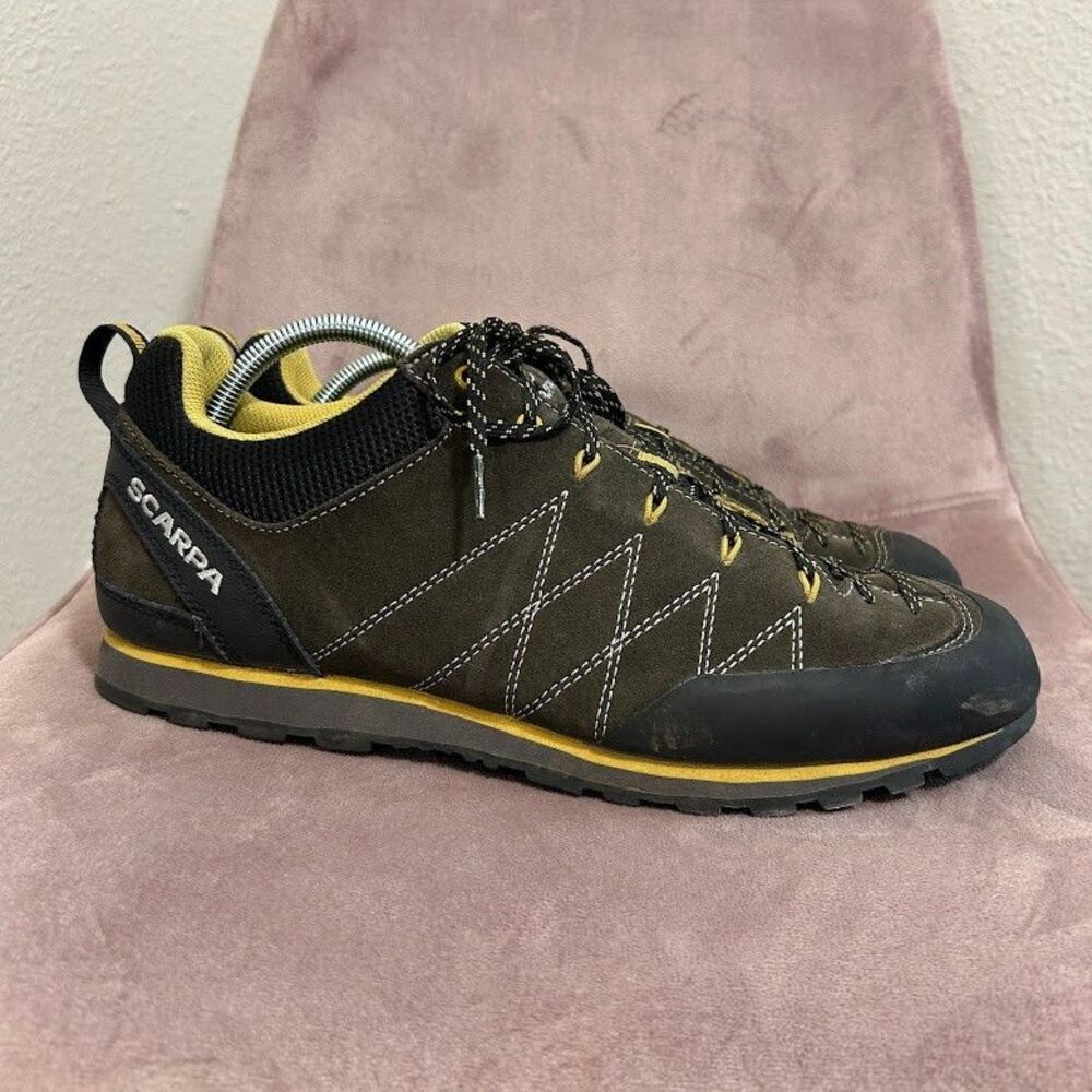 Scarpa Crux Mens Hiking Athletic Shoes US 12 Vibram Brown Leather Lace Up